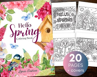 Spring Coloring Book: 20 Nature Designs for Adults, Printable Pages (PDF)