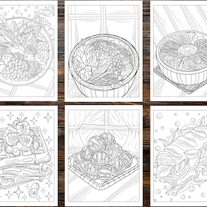 Anime Food Coloring Book: From Sushi to Sweets, Dive into a Whirlwind of Colorful Edibles (Printable Pages)