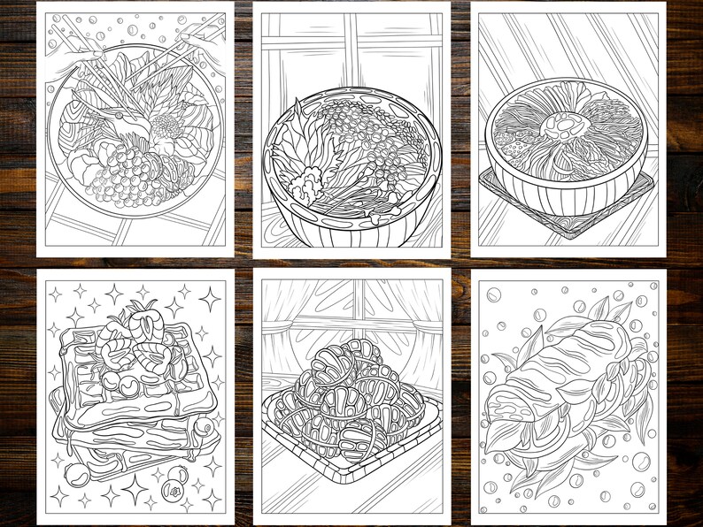 Anime Food Coloring Book: From Sushi to Sweets, Dive into a Whirlwind of Colorful Edibles (Printable Pages)