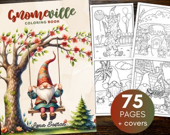 Libro para colorear de Gnomeville: 75 divertidas aventuras de gnomos (páginas imprimibles)