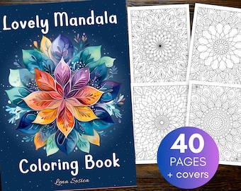 Livro de colorir mandalas: 40 desenhos feitos à mão (download instantâneo)