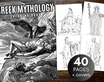 Greek Mythology Coloring Book, Ancient Gods, Greece (Printable Pages)