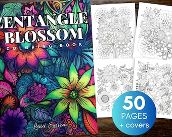 Zentangle Blossom Coloring Book: 50 Flower Pattern Pages (Printable Pages)