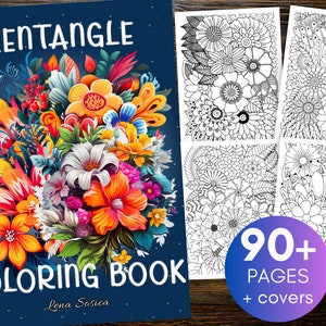 May include: A coloring book with a floral design on the cover. The title is "Zentangle Coloring Book" and the author is Lena Sosica. The book has over 90 pages plus covers.