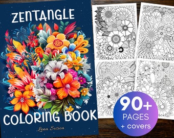 Zentangle Coloring Book: 94 Handcrafted Pages for Relaxation (Instant Download)