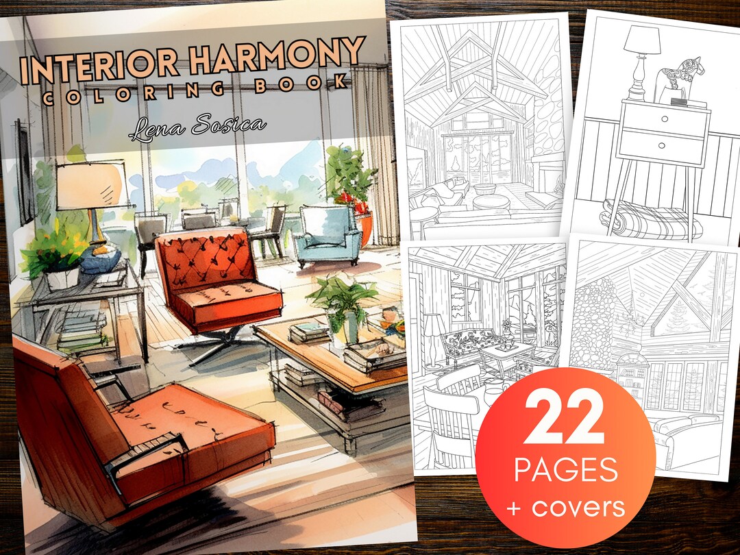Interior Design Coloring Book: 22 Home Decor Pages (printable) - Etsy
