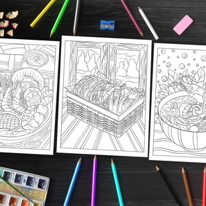 Anime Food Coloring Book: From Sushi to Sweets, Dive into a Whirlwind of Colorful Edibles (Printable Pages)
