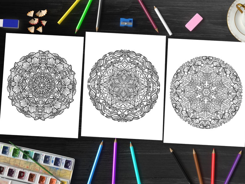 Chibi Mandalas Coloring Book: 50 Kawaii Ribbon Designs (printable Pages ...