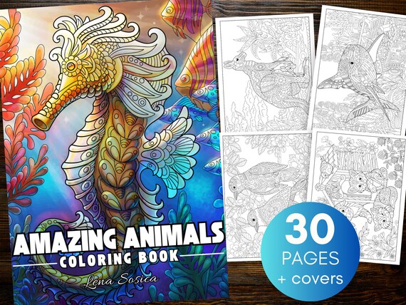 Mandala Animals Coloring Book: Stress Relief, Relaxation (Digital Download)