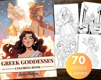 Greek Goddesses Coloring Book: The Women of Mount Olympus in a World of Color (Printable Pages)