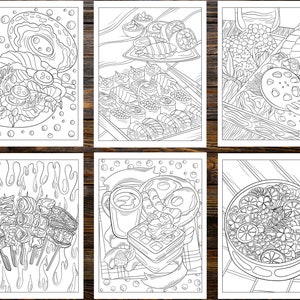 Anime Food Coloring Book: From Sushi to Sweets, Dive into a Whirlwind of Colorful Edibles (Printable Pages)