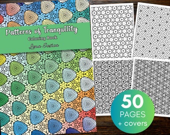 Patterns of Tranquility Adult Coloring Book, Discover Calmness with Intriguing Geometric Patterns (Printable Pages)