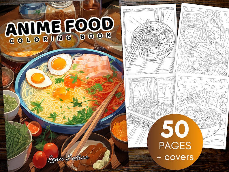 Anime Food Coloring Book: From Sushi to Sweets, Dive into a Whirlwind of Colorful Edibles (Printable Pages)