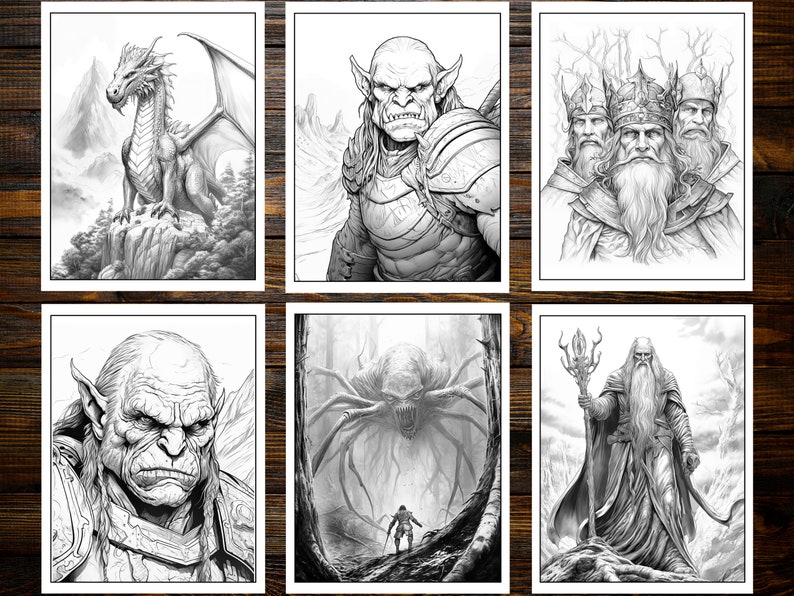 Medieval Fantasy Coloring Book: Journey Through Enchanted Realms and Mystical Creatures (Printable Pages)