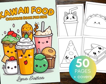 Kawaii Food Coloring Book for Kids: 50 Fun Coloring Pages (Digital Download)
