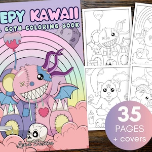Creepy Kawaii Pastel Goth Coloring Book: Cute Horror Spooky Chibi Coloring Pages for Adults and Teens