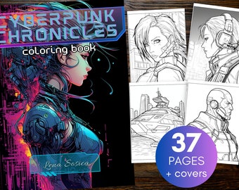 Cyberpunk Chronicles Adult Coloring Book: Color Your Way Through a Dystopian Future