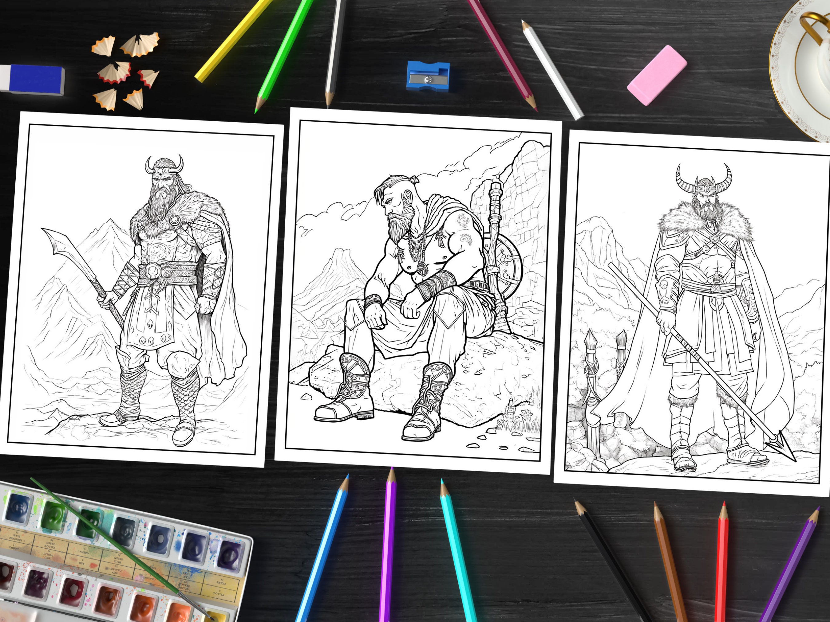 Viking Warriors Coloring Book: Explore Norse Sagas With Colors ...