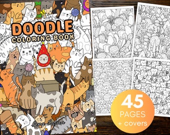 Doodle Coloring Book: 45 Handcrafted Printable Pages (Instant Download)