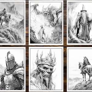 Medieval Fantasy Coloring Book: Journey Through Enchanted Realms and Mystical Creatures (Printable Pages)