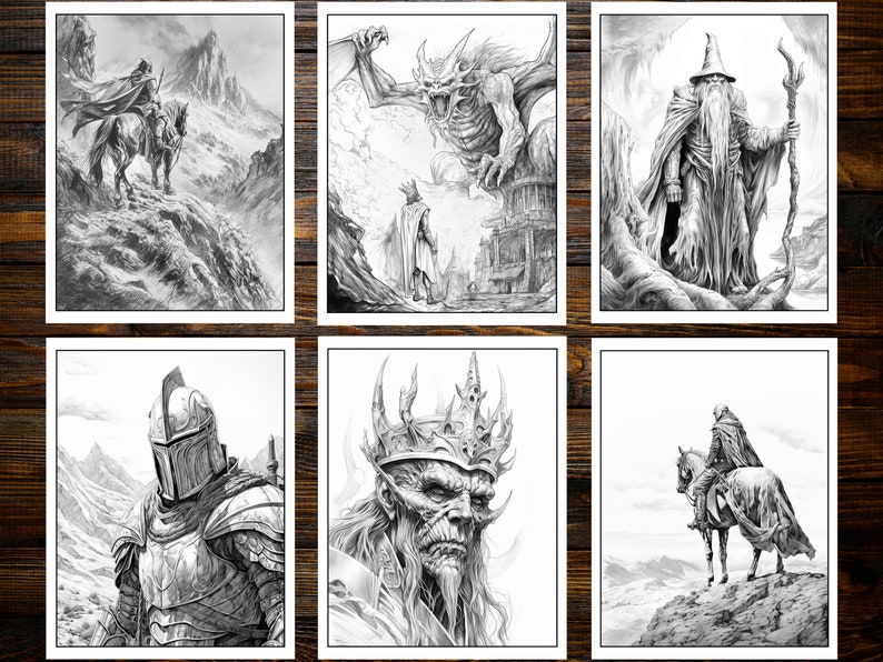 Medieval Fantasy Coloring Book: Journey Through Enchanted Realms and Mystical Creatures (Printable Pages)