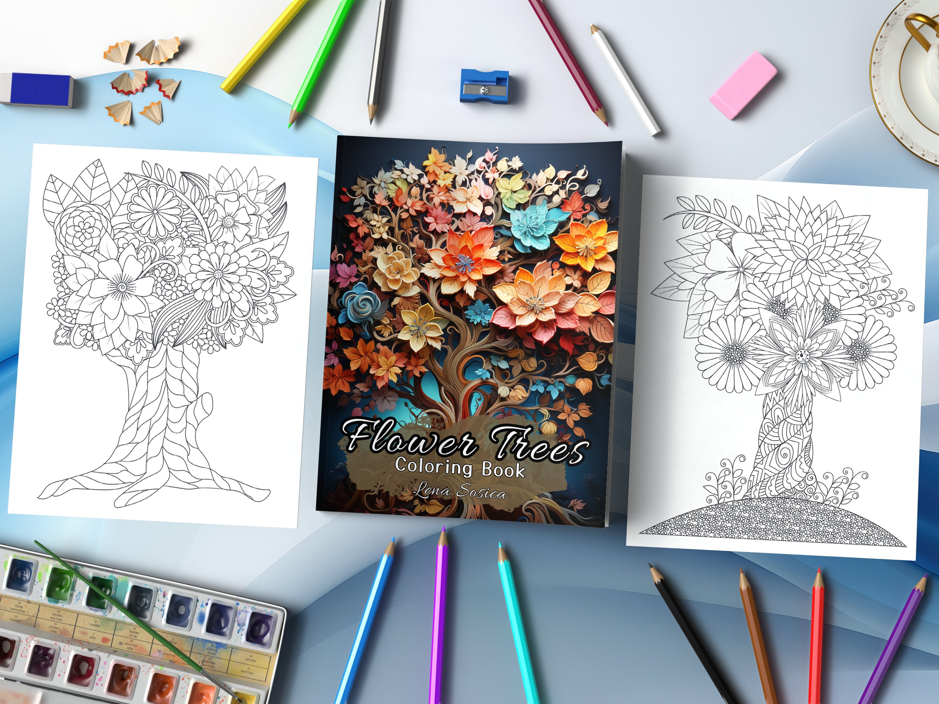 Flower Trees Floral Coloring Book, Flower Power, Printable Pages ...