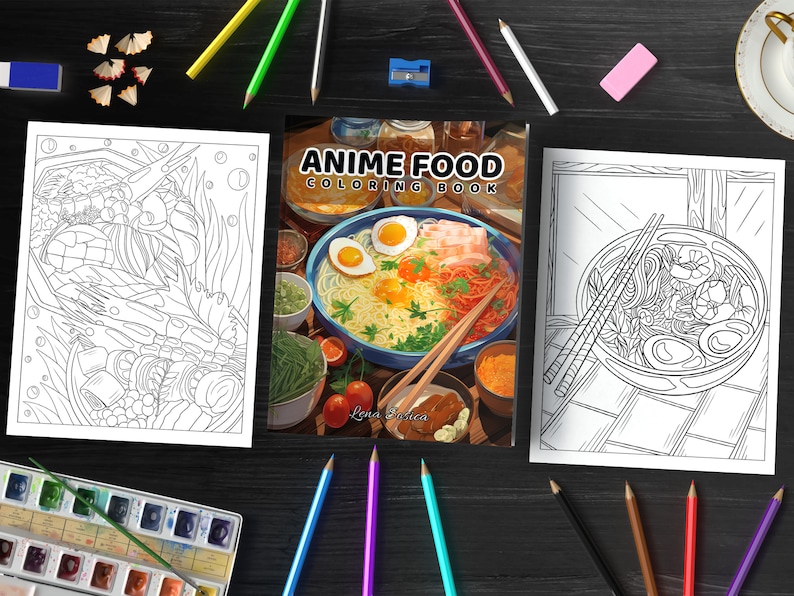 Anime Food Coloring Book: From Sushi to Sweets, Dive into a Whirlwind of Colorful Edibles (Printable Pages)