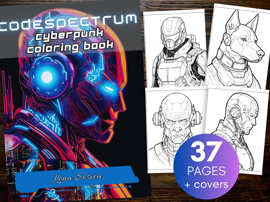 Cyberpunk Coloring Book: Neon Matrix, Futuristic Designs (instant ...