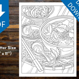 Anime Food Coloring Book: From Sushi to Sweets, Dive into a Whirlwind of Colorful Edibles (Printable Pages)