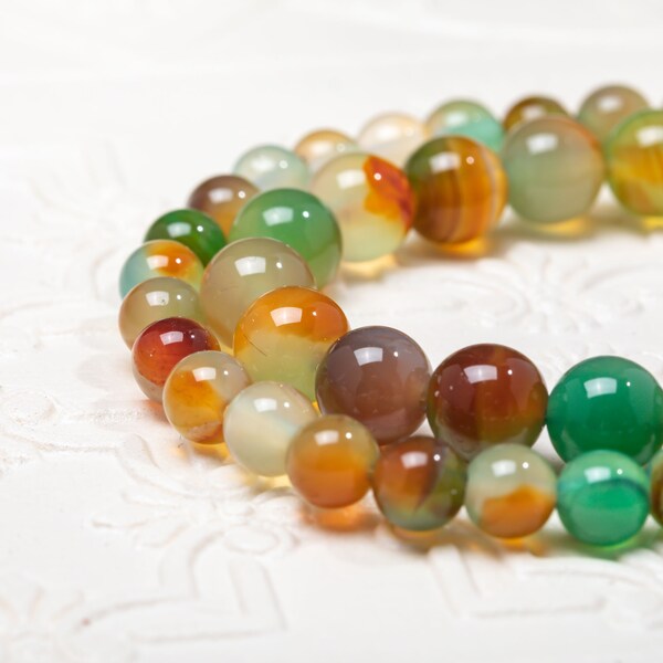 Peacock Agate Lucky Stone • Natural Gemstone • AAA Grade Round Bracelet Beads •  Healing Crysta Round Beads •  Handmade Jewelry