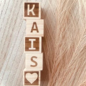 Name cube - Baby room decoration - Personalized wooden cubes - Original gift for children - Awakening and learning