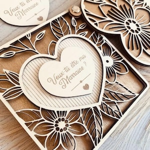 Godmother Announcement Card - Original Godmother Request - Elegant and Classy - Personalized Gift - Engraved in Wood - Free Keyring
