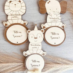 Carte Révélation Sexe de Bébé – Modèle Animal – Ballon Amovible à Retirer - Fille ou garçon ?