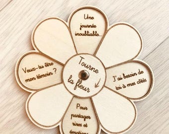 Zeugenanfragekarte - Zeugenanfrage-Holzkarte - Zeugenanfrageblumen - Originelles Geschenk - Zeugenanzeige - Hochzeit - PACS