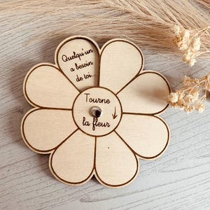 Carte marraine personnalisée en bois – Annonce marraine originale – Demande marraine fleur – Idée cadeau baptême ou naissance Modèle 1