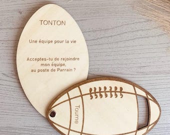 Carte de Demande Parrain - Ballon de Rugby - Cadeau Original - Invitation Parrain - Rugby et Famille - Demande Parrainage Unique