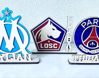 Personalized Wooden Decoration - Personalized First Name - LOSC, OM, PSG - Original Gift - Passionate Gift for Football Fans