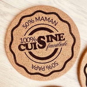 Customizable round trivet - Funny cork - Original gift - Kitchen and decoration - Gift idea