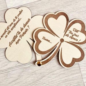 Carte trèfle à 4 feuilles - Demande Parrain ou Marraine - Cadeau original - Annonce marraine ou parrain - Baptême et célébrations
