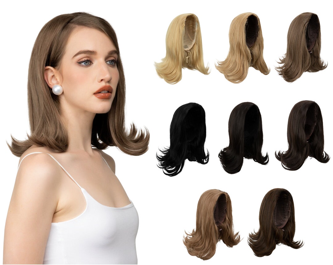 Clip in Half Wig Fake Human Hair Wig Hair Extension Blonde Etsy