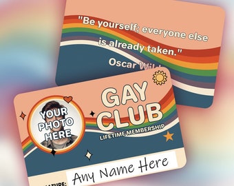 Gay-Lesbian-Bisexual-LGBTIQA+ Lifetime Membership Card - Gender Identity - Gay Pride  Customizable with Your Photo and Quote of your Choice