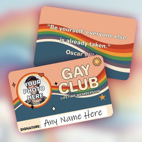 Carte de membre à vie pour gais-lesbiennes-bisexuels-LGBTIQA+ - Identité de genre - Gay Pride personnalisable avec votre photo et citation de votre choix