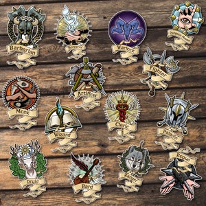 Mix and Match 6 Character Class Emblems - Dungeons & Dragons, DND Matte or Gloss Vinyl Splashproof Sticker, Laptop Decal