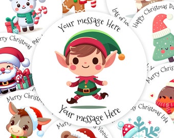 Personalised Self Adhesive Christmas Gift Tags - Personalisable Stickers - Custom Name Labels - Gift Wrapping