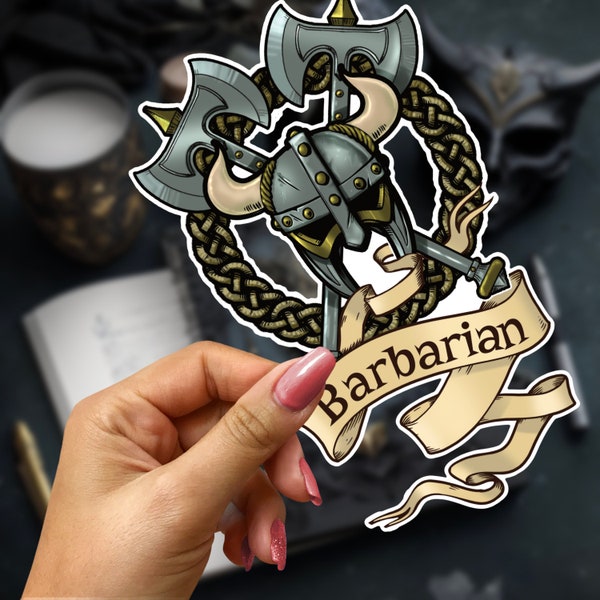 Barbarian - Role Playing Game -  Dungeons & Dragons - TTRPG - RPG - Splash-Proof Vinyl Sticker/Decal - Available in Matte or Glossy