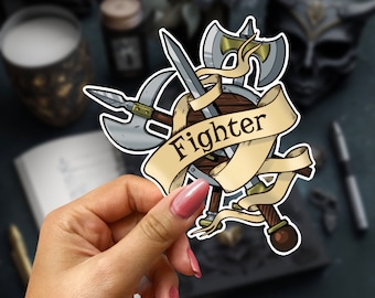 Fighter RPG Sticker – Dungeons and Dragons, Splash-Proof Vinyl