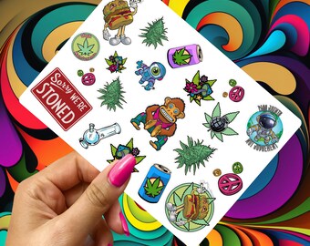 Cute Stoner Vinyl Sticker Sheet – Waterproof Weed & Cannabis Decals
