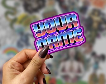 Custom 1980s Retro Vinyl Sticker, Waterproof Die-Cut Decal (3.5" Wide)