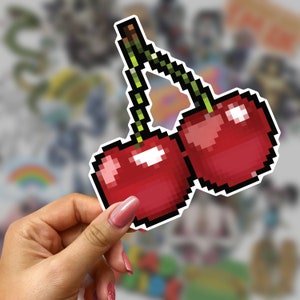 Pixel Cherries Sticker for Gamer - High-Quality Vinyl Sticker/Decal for Laptop, Games Console, Water Bottle etc.
