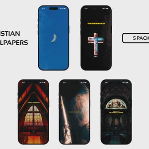 Christian Wallpaper Bundle | Bible Verse Phone Backgrounds | Scripture Lock Screens | Faith-Based Aesthetic Wallpapers | 5-Pack Digital Down
